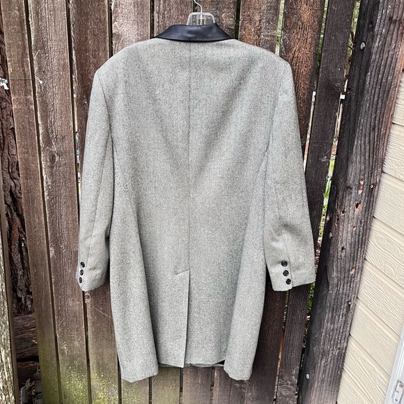 Lauren Ralph Lauren Wm’s Vintage Wool Tweed Leather Collar Long Blazer Jacket - Picture 2 of 15